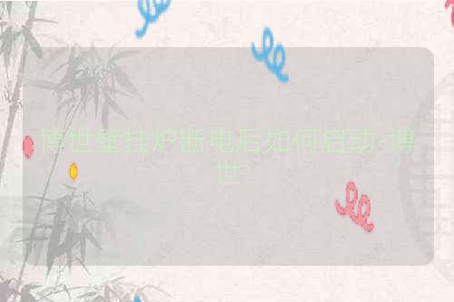 博世壁挂炉断电后如何启动-博世