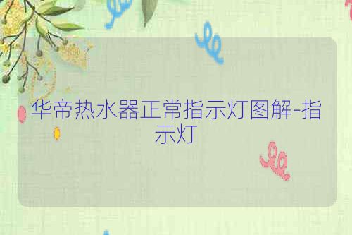 华帝热水器正常指示灯图解-指示灯