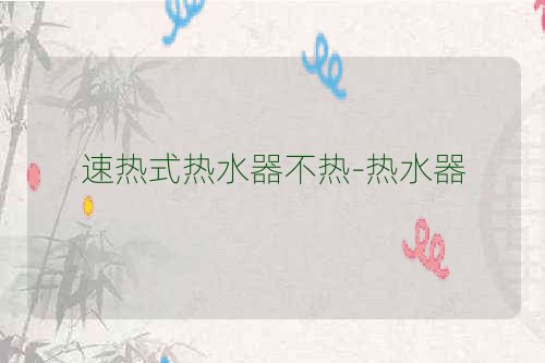 速热式热水器不热-热水器
