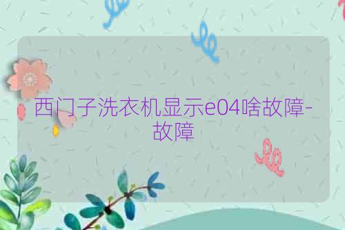 西门子洗衣机显示e04啥故障-故障