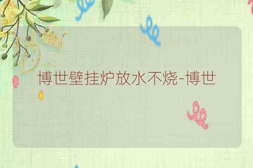 博世壁挂炉放水不烧-博世