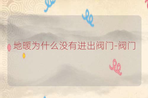 地暖为什么没有进出阀门-阀门