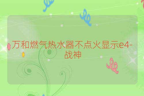 万和燃气热水器不点火显示e4-战神