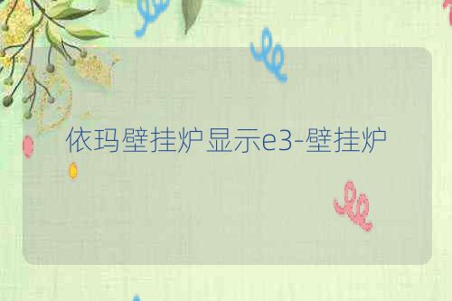 依玛壁挂炉显示e3-壁挂炉