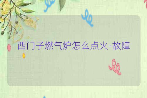 西门子燃气炉怎么点火-故障