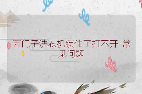 西门子洗衣机锁住了打不开-常见问题