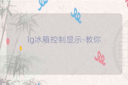 lg冰箱控制显示-教你