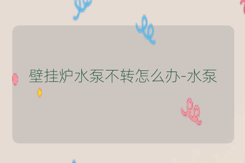 壁挂炉水泵不转怎么办-水泵