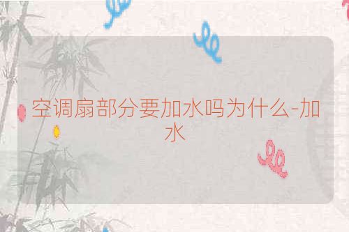 空调扇部分要加水吗为什么-加水