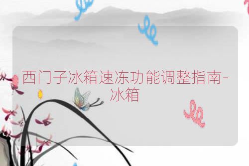 西门子冰箱速冻功能调整指南-冰箱
