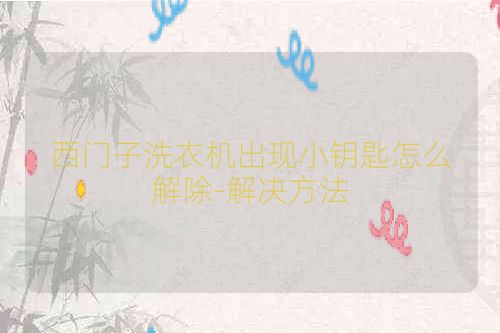 西门子洗衣机出现小钥匙怎么解除-解决方法