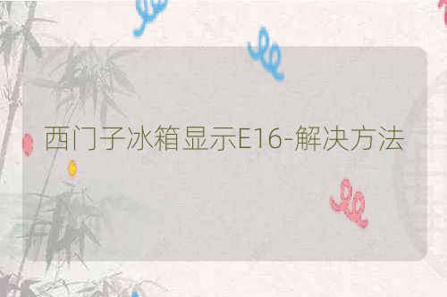 西门子冰箱显示E16-解决方法