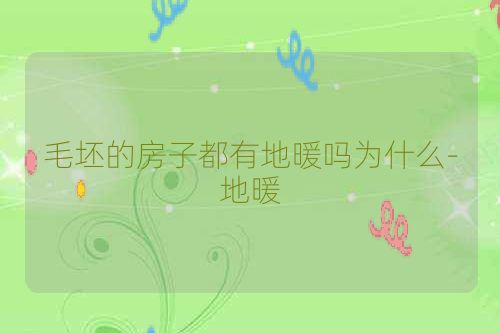 毛坯的房子都有地暖吗为什么-地暖