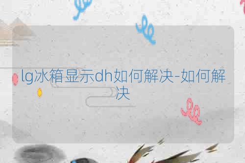 lg冰箱显示dh如何解决-如何解决