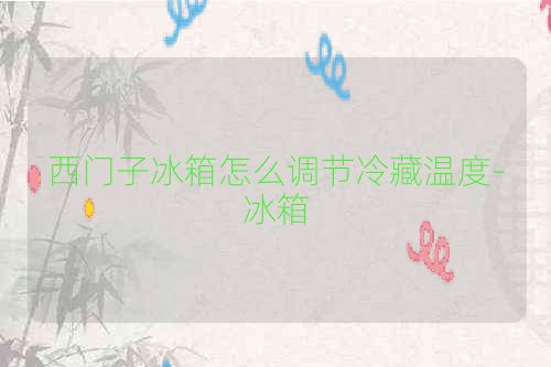 西门子冰箱怎么调节冷藏温度-冰箱