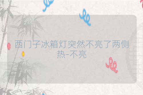 西门子冰箱灯突然不亮了两侧热-不亮