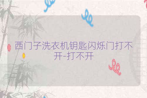 西门子洗衣机钥匙闪烁门打不开-打不开