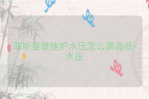 菲斯曼壁挂炉水压怎么调高低-水压