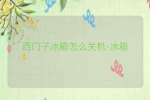 西门子冰箱怎么关机-冰箱