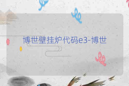 博世壁挂炉代码e3-博世