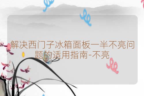 解决西门子冰箱面板一半不亮问题的适用指南-不亮