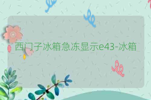西门子冰箱急冻显示e43-冰箱