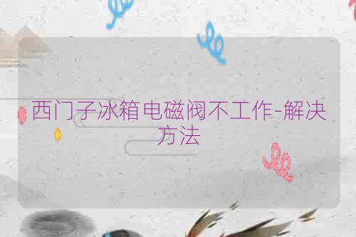 西门子冰箱电磁阀不工作-解决方法