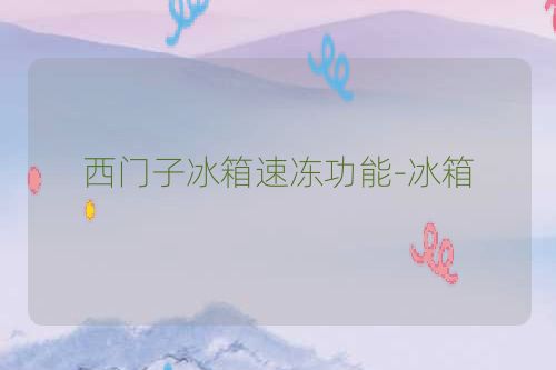 西门子冰箱速冻功能-冰箱