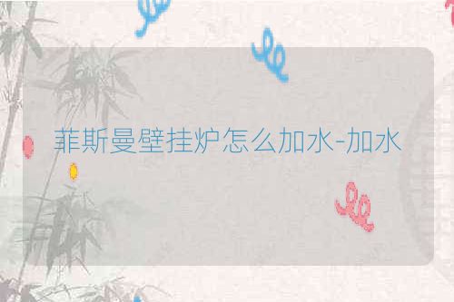 菲斯曼壁挂炉怎么加水-加水