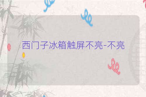 西门子冰箱触屏不亮-不亮