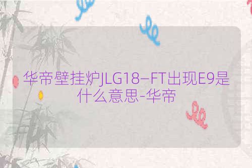 华帝壁挂炉JLG18—FT出现E9是什么意思-华帝