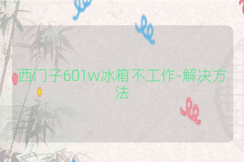 西门子601w冰箱不工作-解决方法