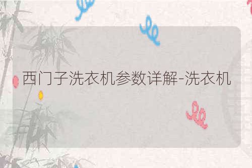 西门子洗衣机参数详解-洗衣机