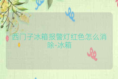 西门子冰箱报警灯红色怎么消除-冰箱