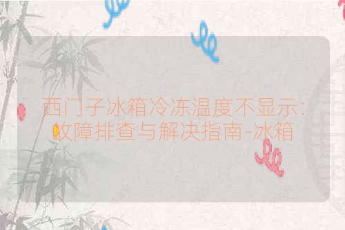 西门子冰箱冷冻温度不显示:故障排查与解决指南-冰箱