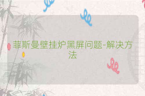 菲斯曼壁挂炉黑屏问题-解决方法