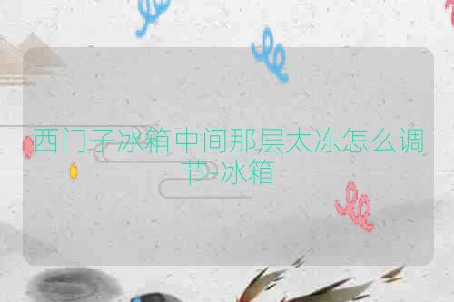 西门子冰箱中间那层太冻怎么调节-冰箱