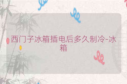 西门子冰箱插电后多久制冷-冰箱