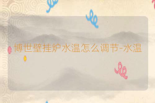 博世壁挂炉水温怎么调节-水温