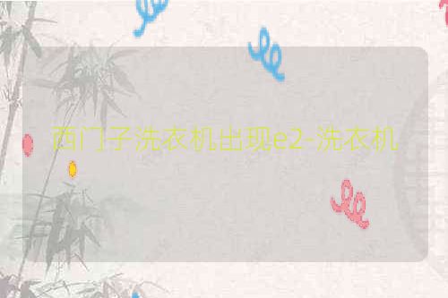 西门子洗衣机出现e2-洗衣机