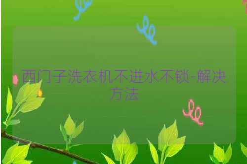 西门子洗衣机不进水不锁-解决方法