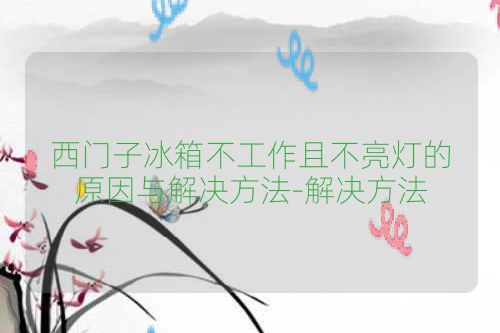 西门子冰箱不工作且不亮灯的原因与解决方法-解决方法