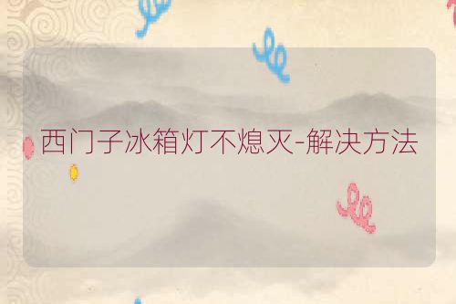 西门子冰箱灯不熄灭-解决方法