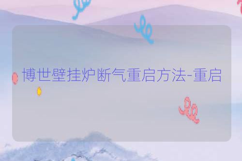 博世壁挂炉断气重启方法-重启