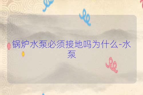 锅炉水泵必须接地吗为什么-水泵