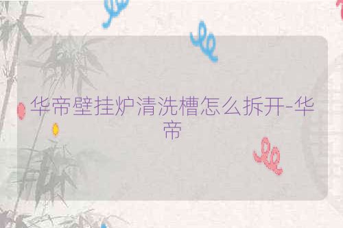 华帝壁挂炉清洗槽怎么拆开-华帝